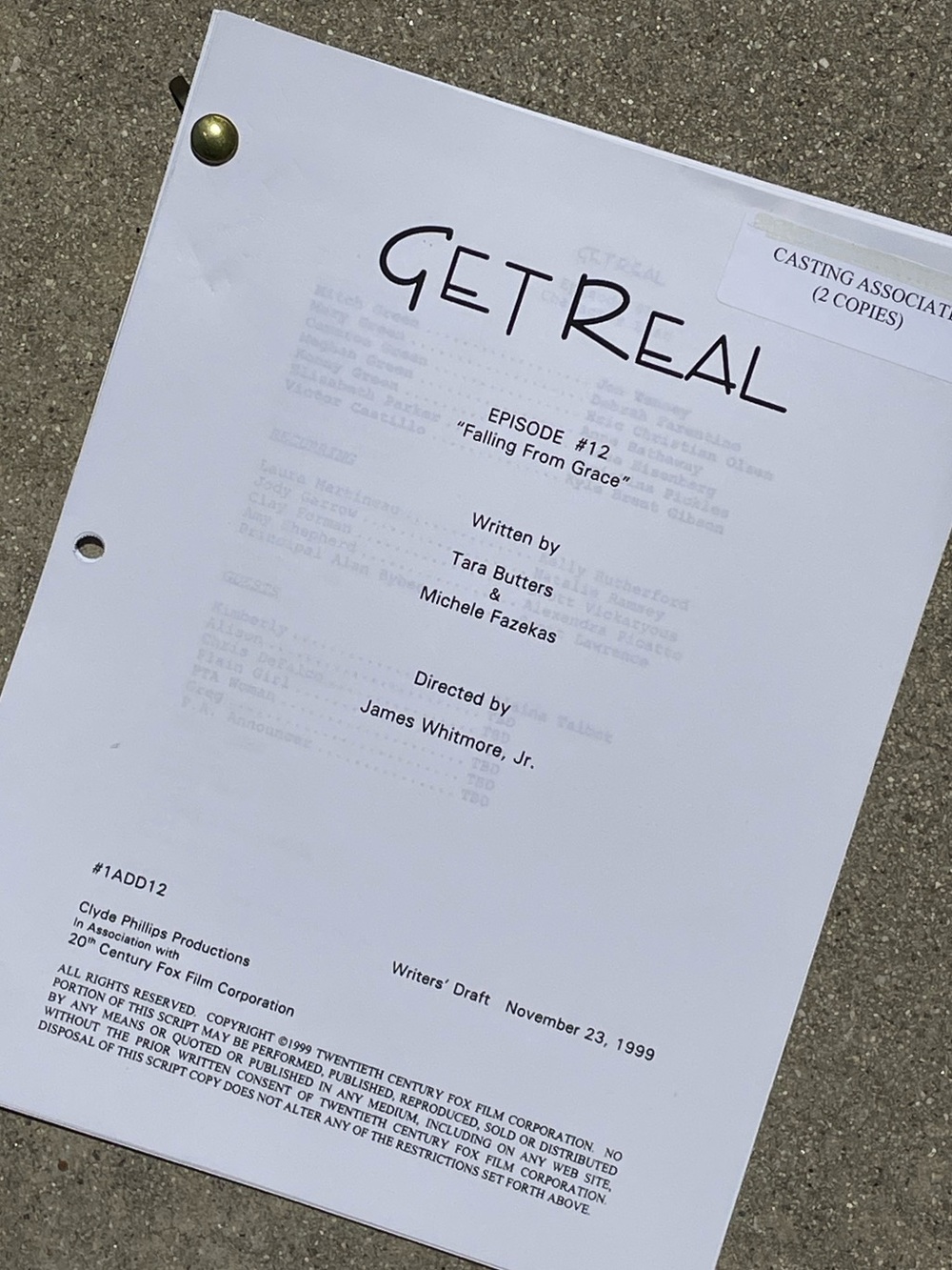 Get Real 90s TV Series Anne Hathaway Eisenberg EOC Production Used Script #12